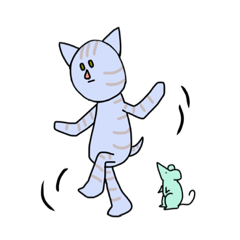 [LINEスタンプ] 青い猫と緑のネズミの日常