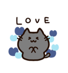青いハートと気持ちを伝える黒猫ちゃん（個別スタンプ：1）
