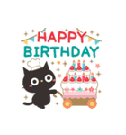 飛び出す！黒ねこのかわいい誕生日*お祝い（個別スタンプ：1）
