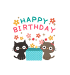 飛び出す！黒ねこのかわいい誕生日*お祝い（個別スタンプ：2）
