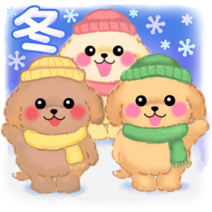 [LINEスタンプ] かわいいトイプードル「冬」