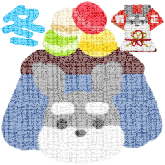 [LINEスタンプ] (アップリケ冬)ゆるシュナ