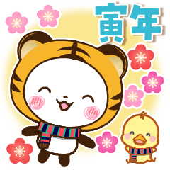 [LINEスタンプ] 【寅年】大きな文字で冬のホリデーパンダ♪